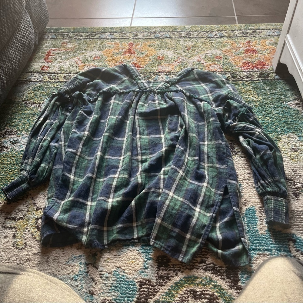 Free people plaid flannel button down blouse - Picture 4 of 8